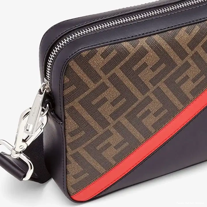 Affordable Camera FF Motif Fabric Fendi Case Brown In Red Compact 0517